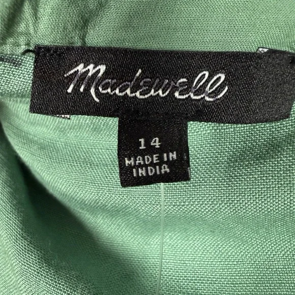 Madewell Tie-Back Midi Cami Dress Light Green Linen Blend - Picture 6 of 16